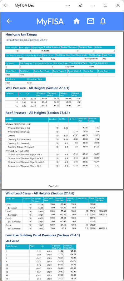 ASCE 7 Wind Calculations Engine Table
